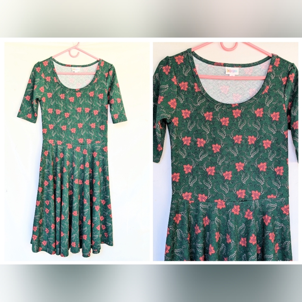 Lularoe Green Floral Dress Size M